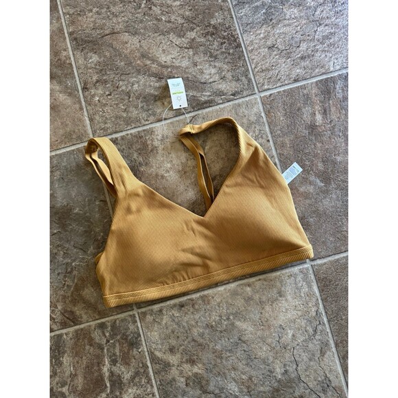 OFFLINE By Aerie Ribbed Plunge Sports Bra Honey Size Large - Picture 6 of 11